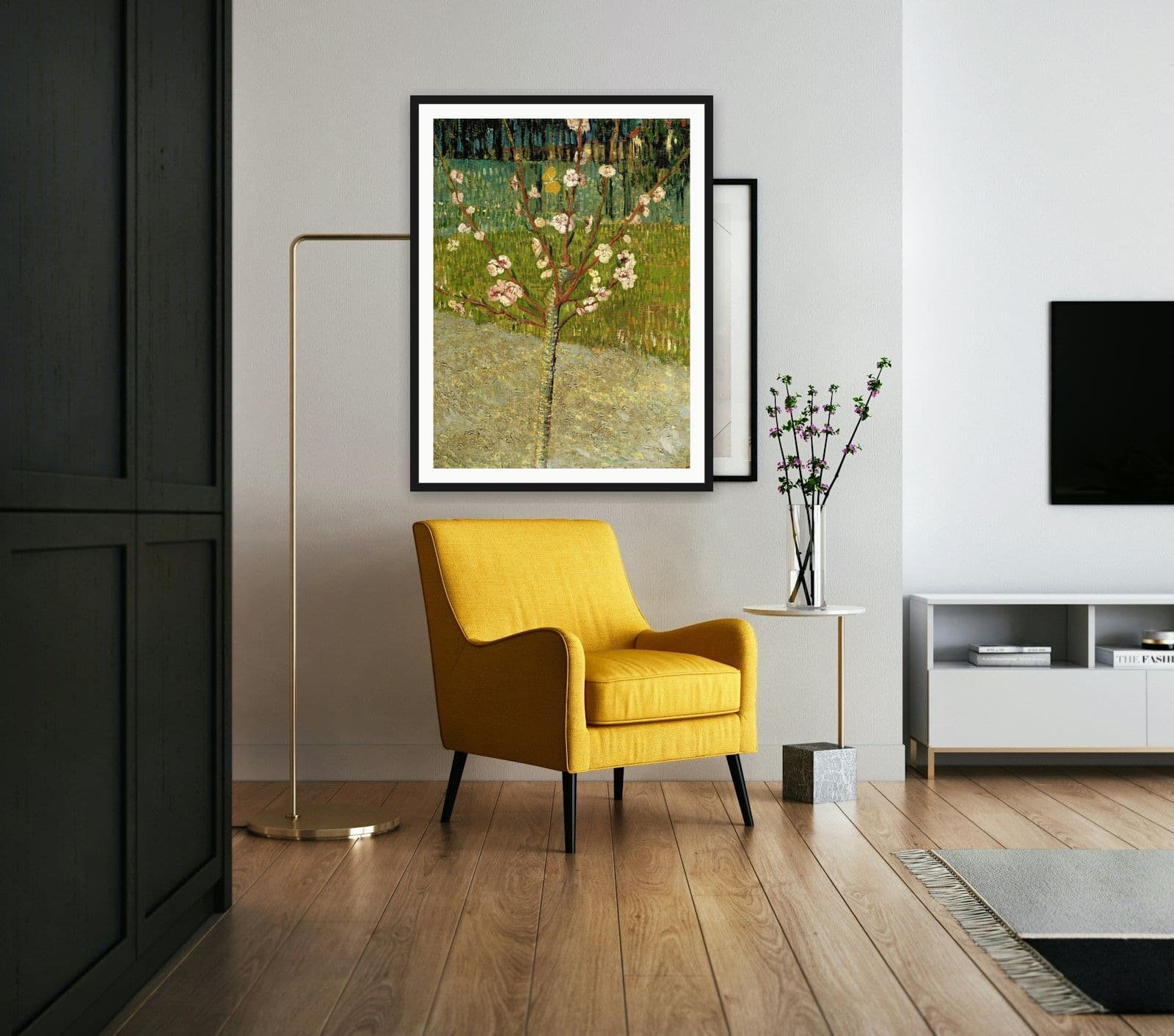 Almond Tree in Blossom in Living Room