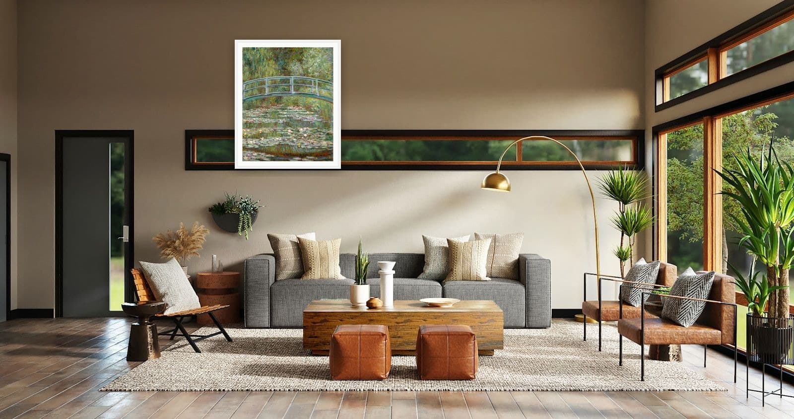 Bridge over a Pond of Water Lilies in Lounge