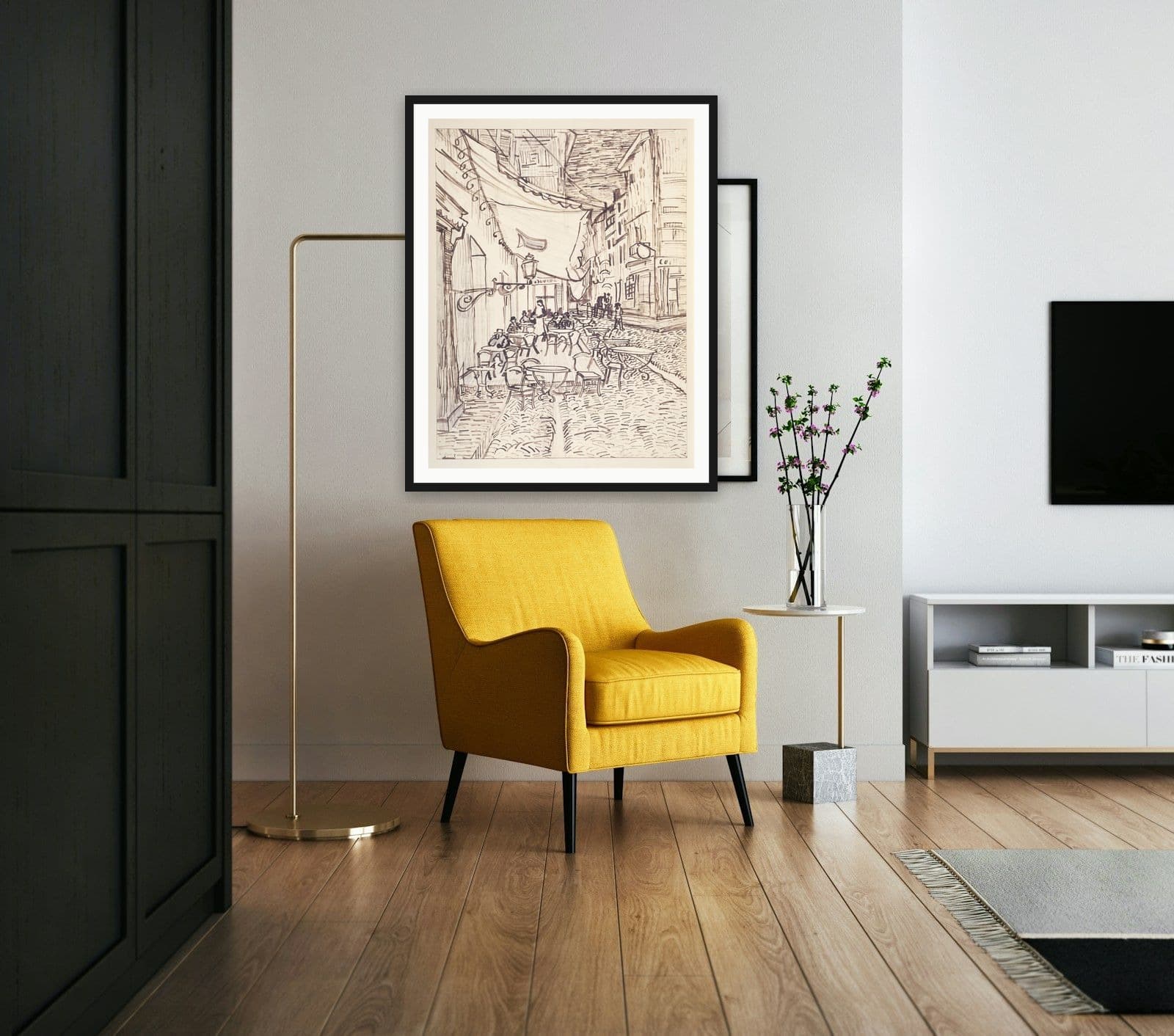 Cafe Terrace at Night in Living Room