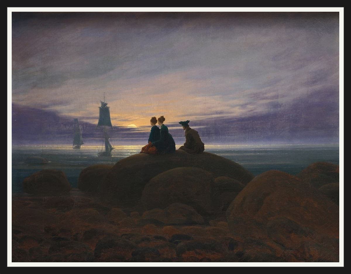 Moonrise over the Sea - Black Frame