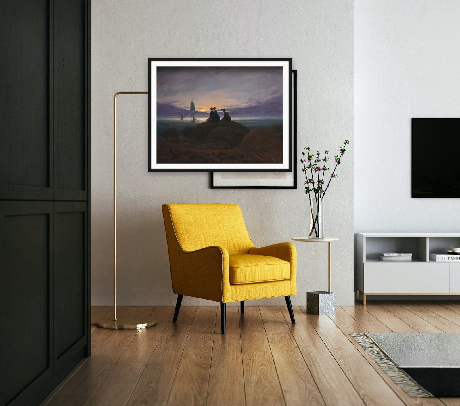 Moonrise over the Sea in Living Room