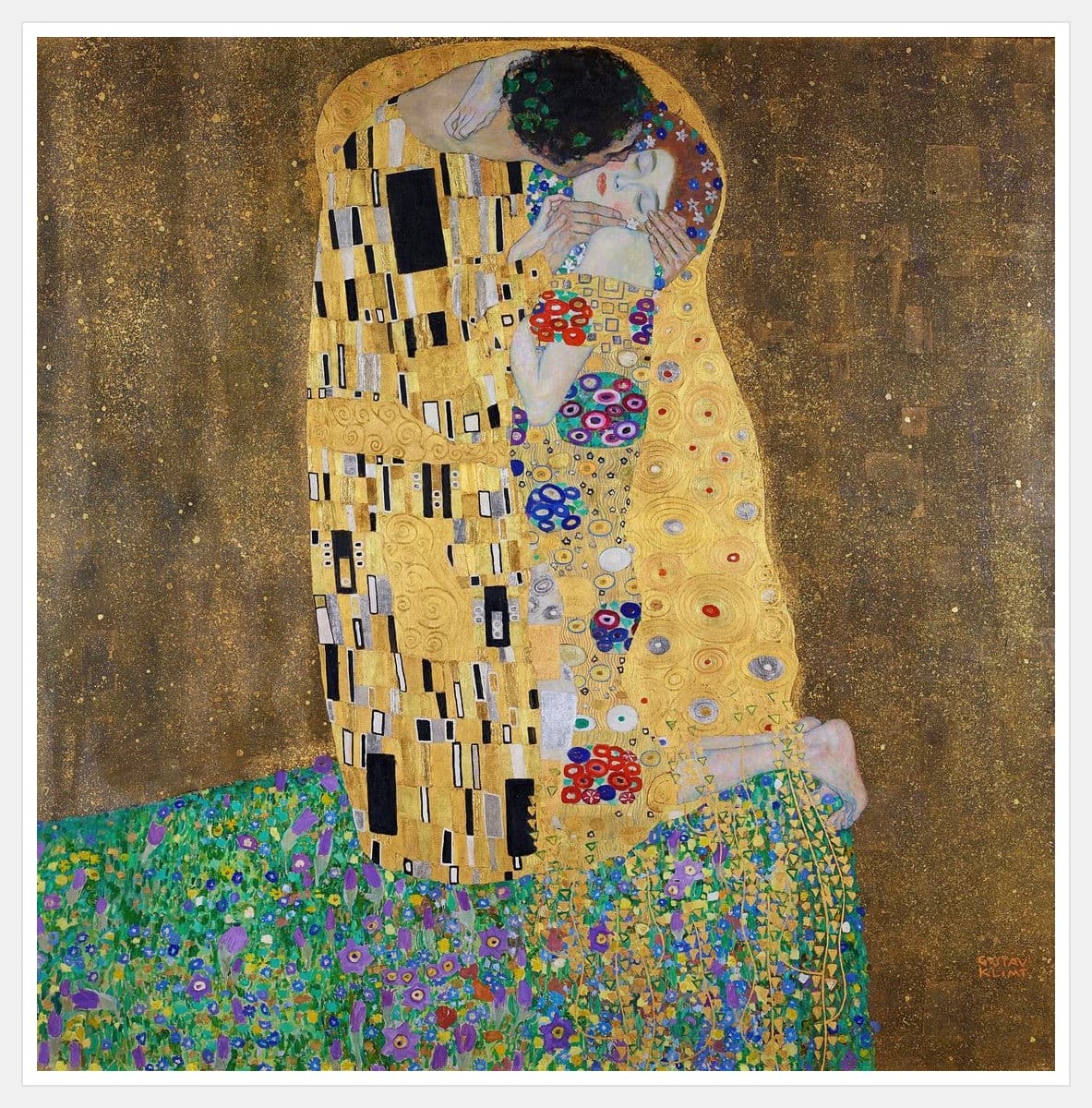 The Kiss - White Frame