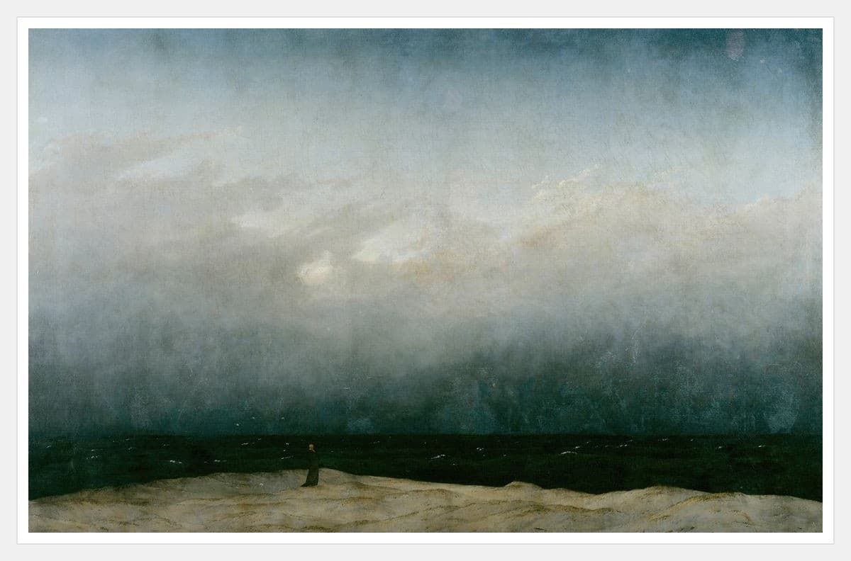 The Monk by the Sea - White Frame