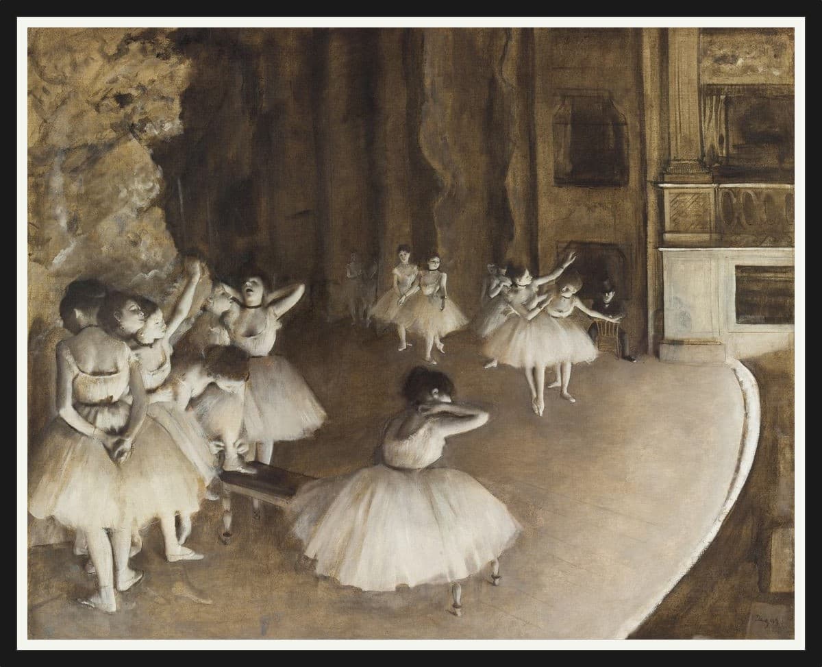The Rehearsal of the Ballet on Stage - Black Frame