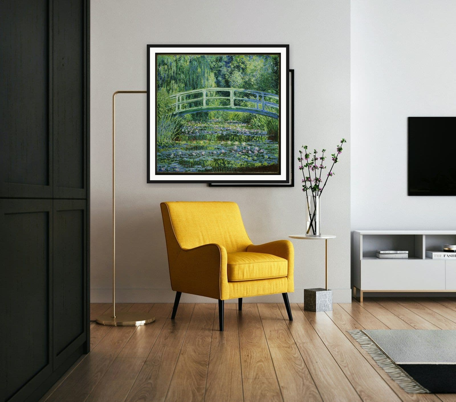 Water Lilies and Japanese Bridge in Living Room