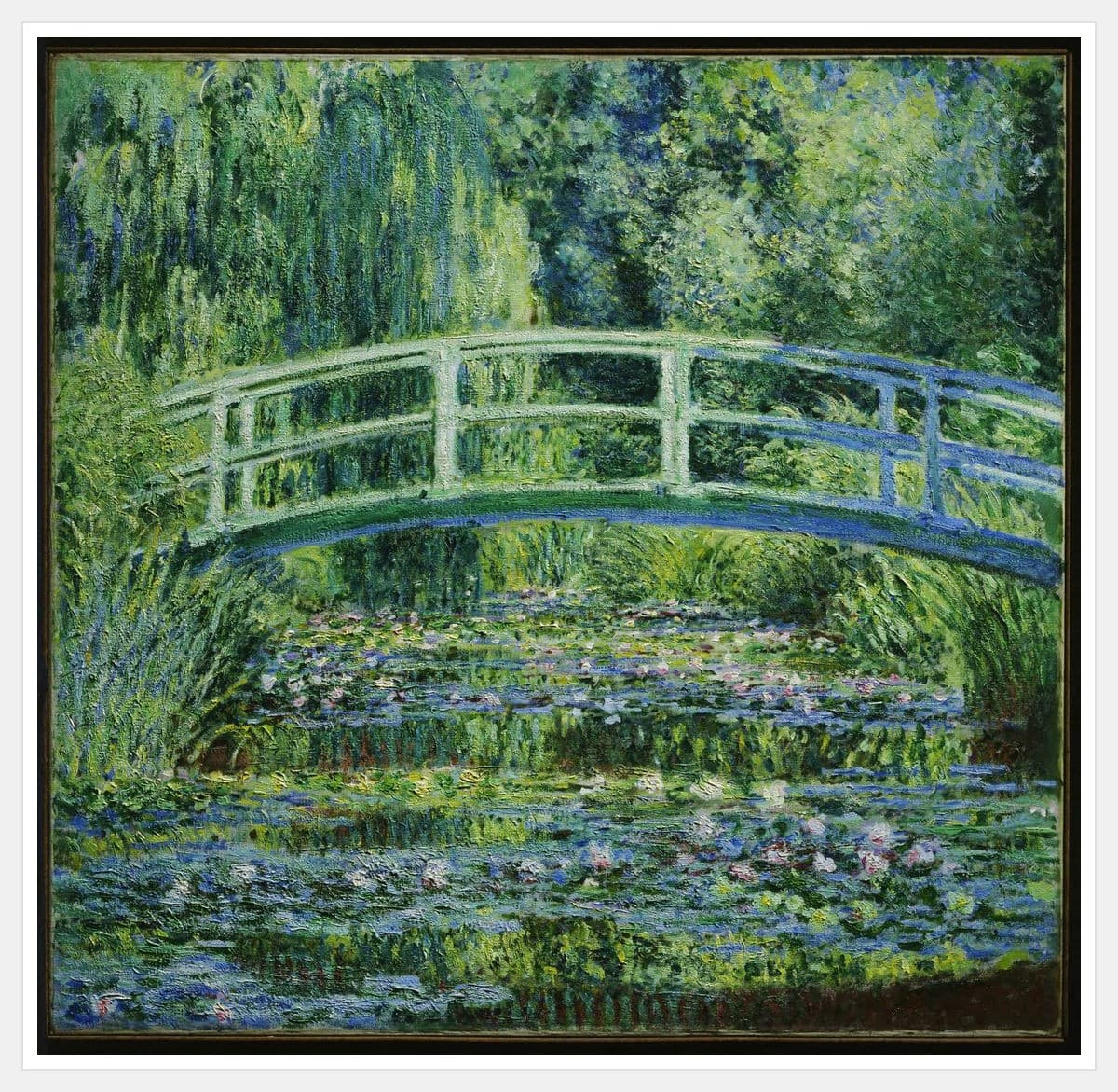 Water Lilies and Japanese Bridge - White Frame
