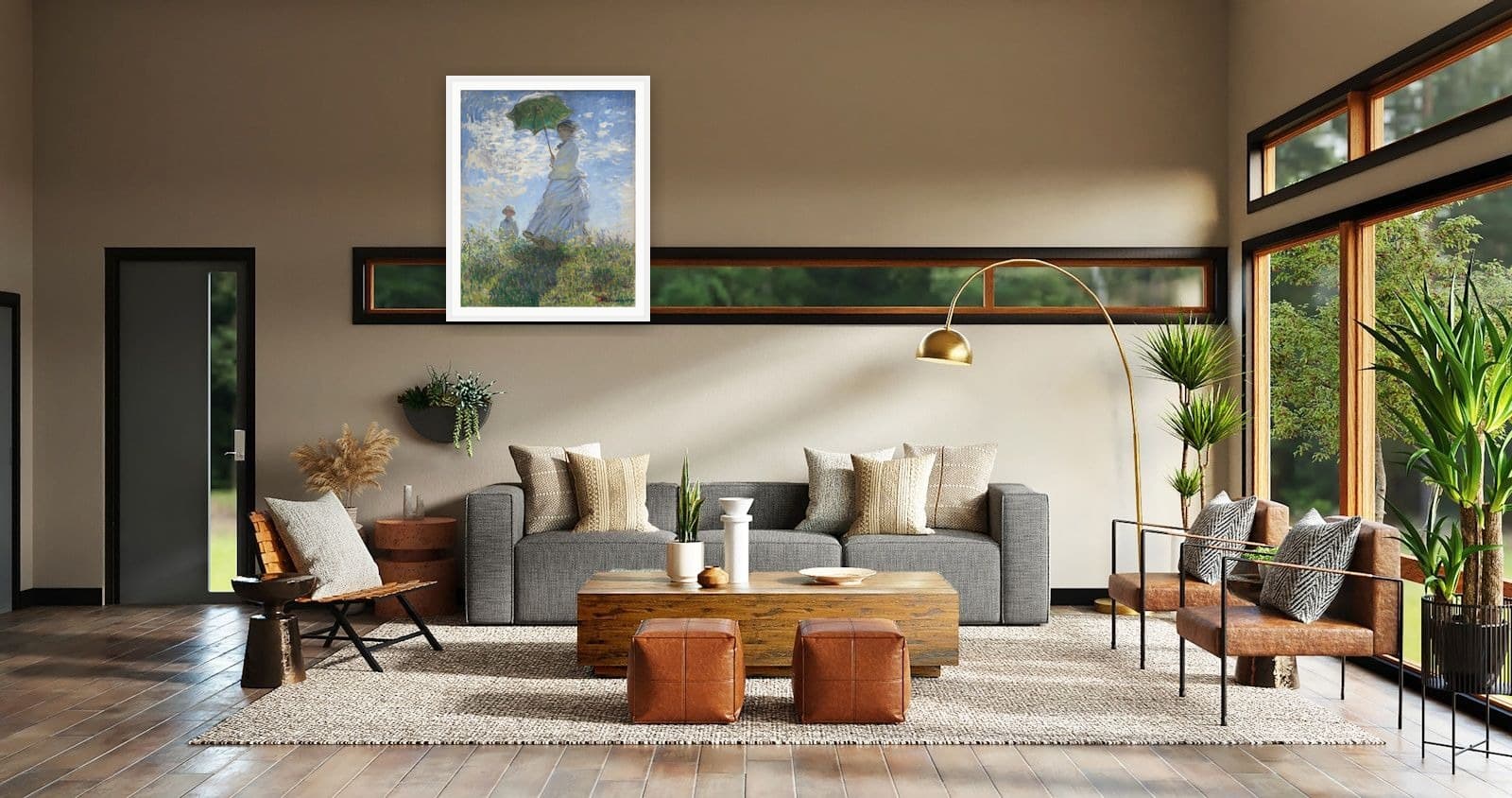 Woman with a Parasol in Lounge