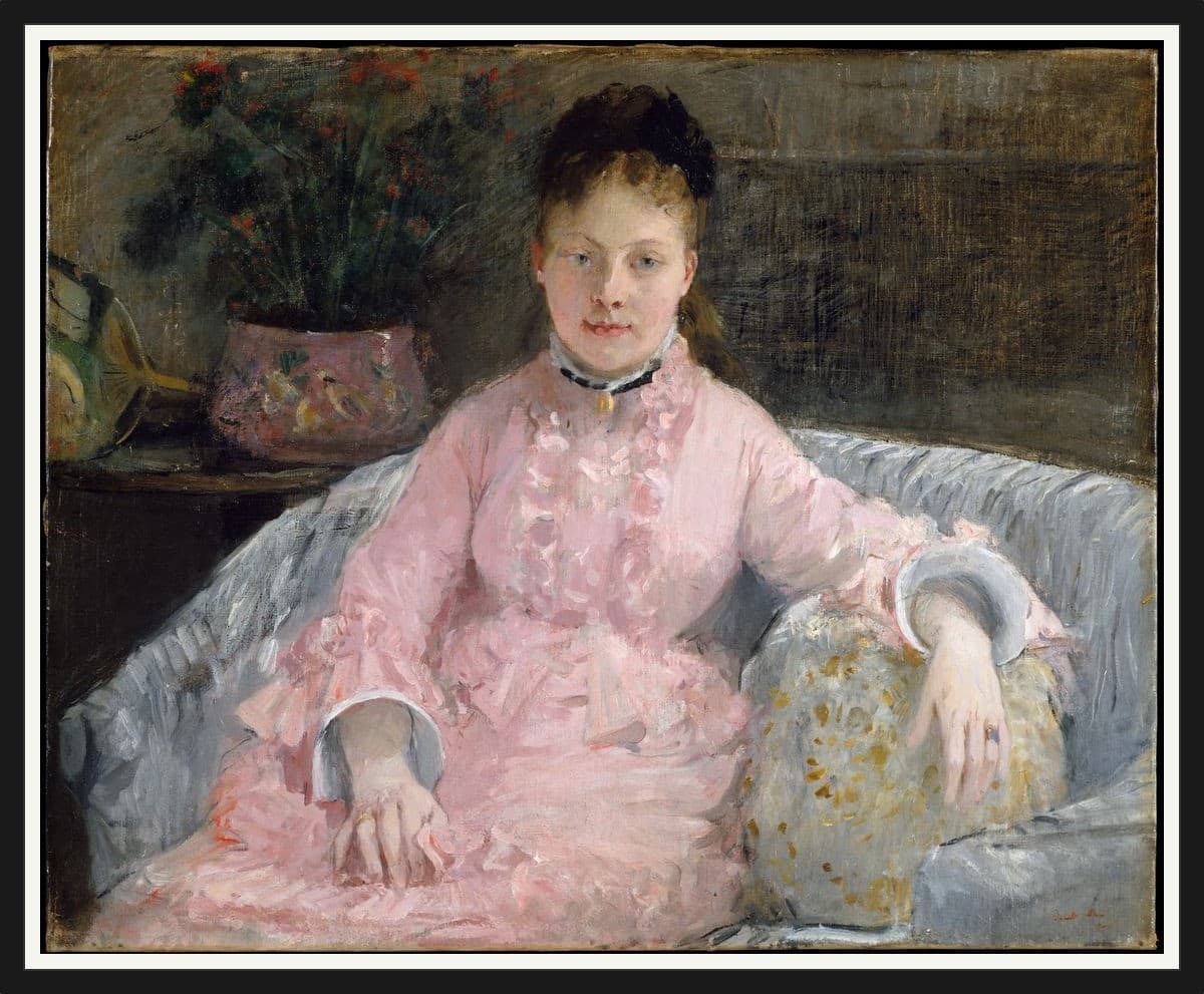 Woman with a Parrot - Black Frame