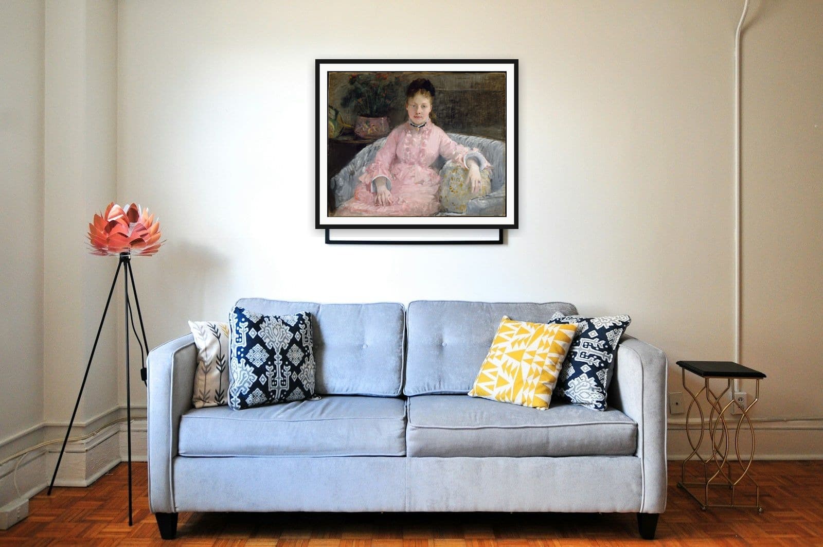 Woman with a Parrot in Apartment