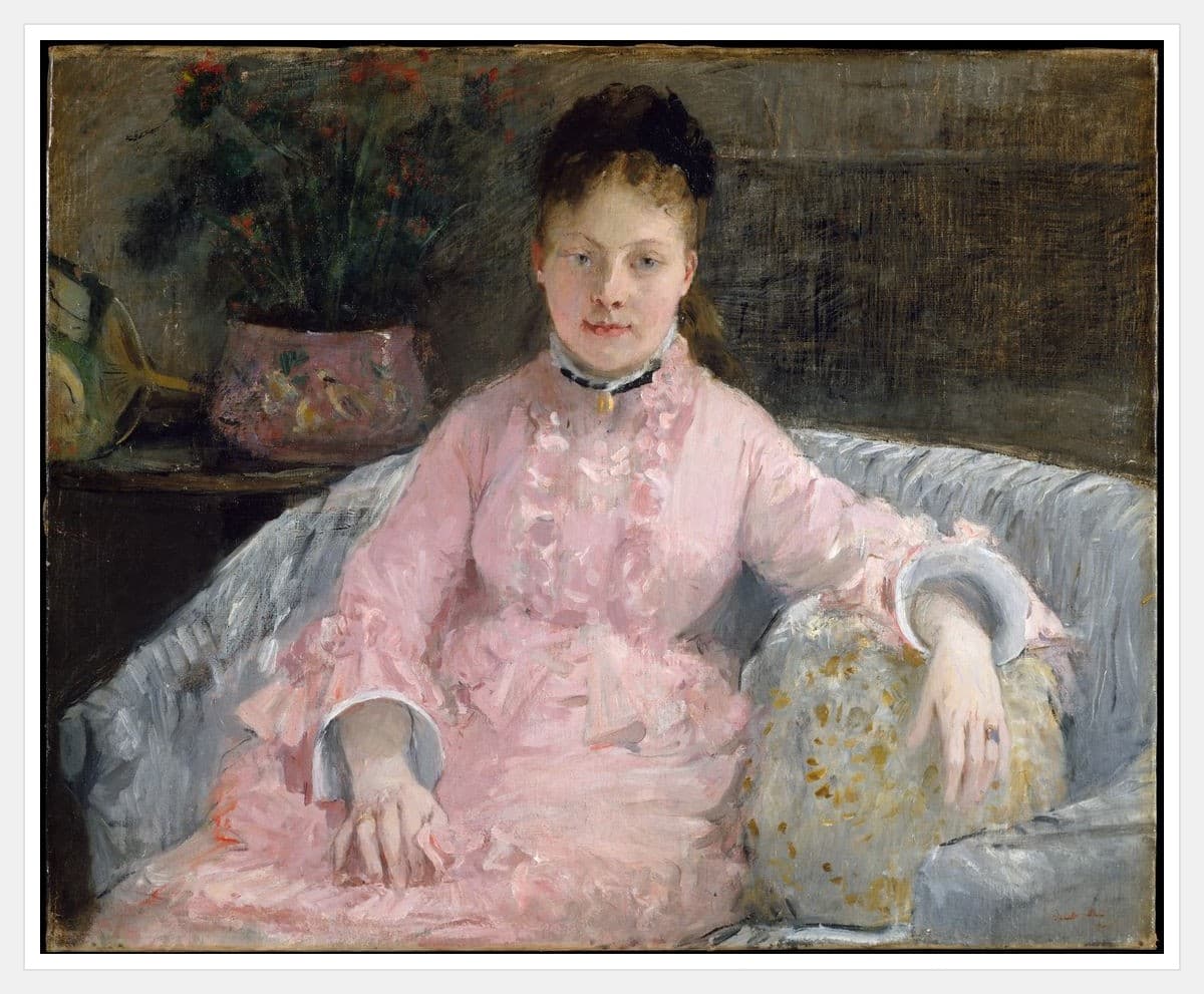 Woman with a Parrot - White Frame